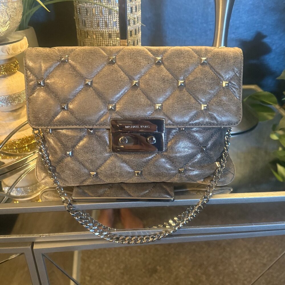 MICHAEL Michael Kors Brown & Silver Studded Handbag